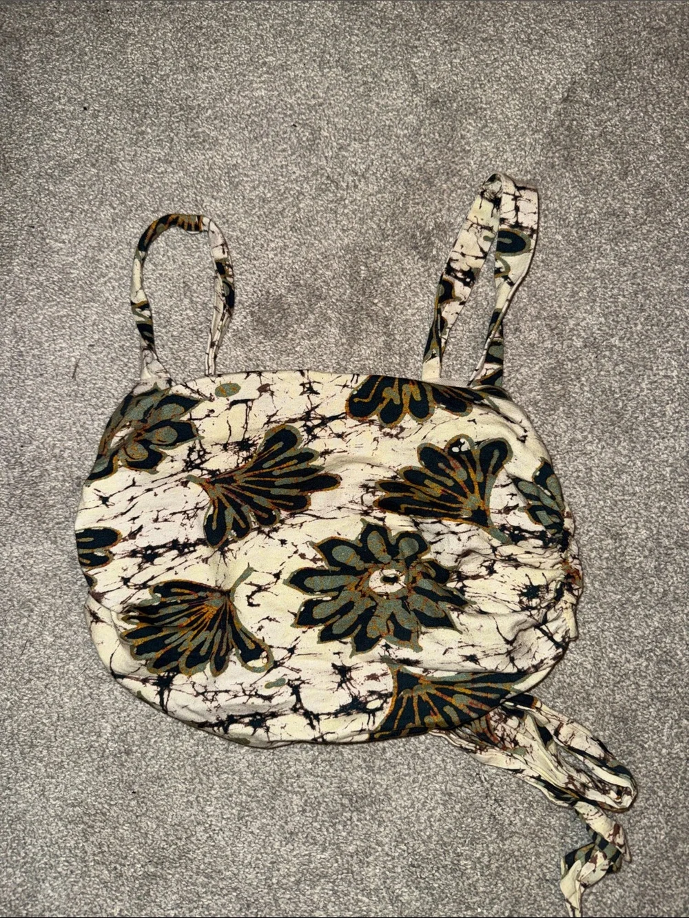 Free People Cream Floral Tie-Back Top